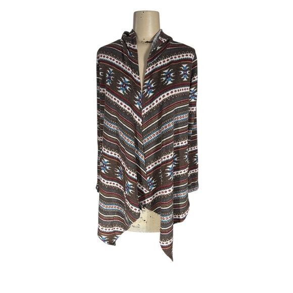 Sweet Claire Southwestern Aztec Front Open Hooded Cardigan Sz S - Picture 2 of 4